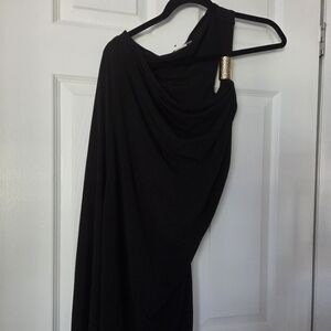 Michael Kors Black One-Shoulder Dress with Gold Accent